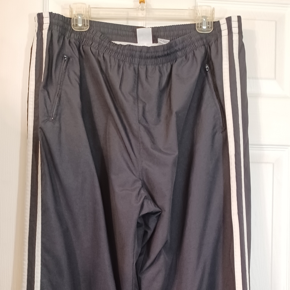 ITC SPORT Pants Size XL activewear lounge black white stripes elastic pocketszip